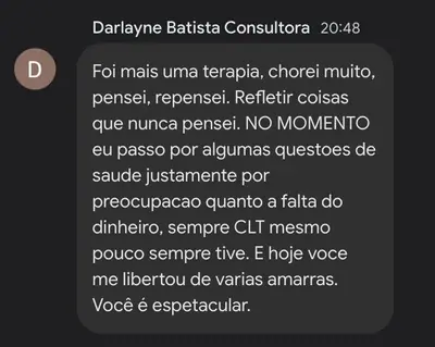 Print original do depoimento de Darlayne Batista