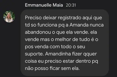 Print original do depoimento de Emmanuelle Maia