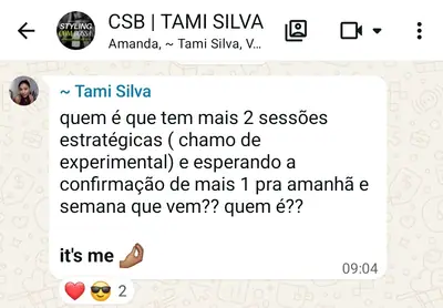 Print original do depoimento de Tami Silva